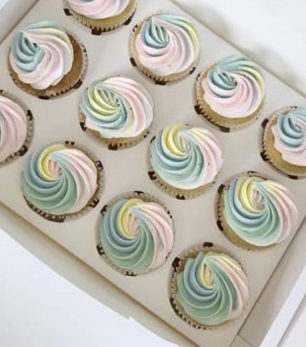 Box of a dozen pastel swirl cupcakes
